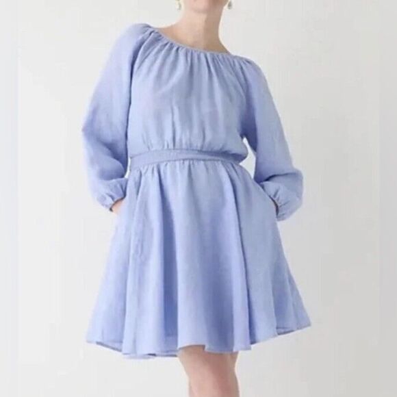 J Crew Palermo Linen Smocked Waist Mini Dress NWT - Picture 5 of 11